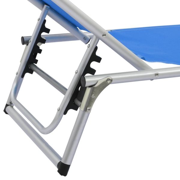 312457 Folding Sun Loungers with Roof 2 pcs Aluminium&Textilene Blue