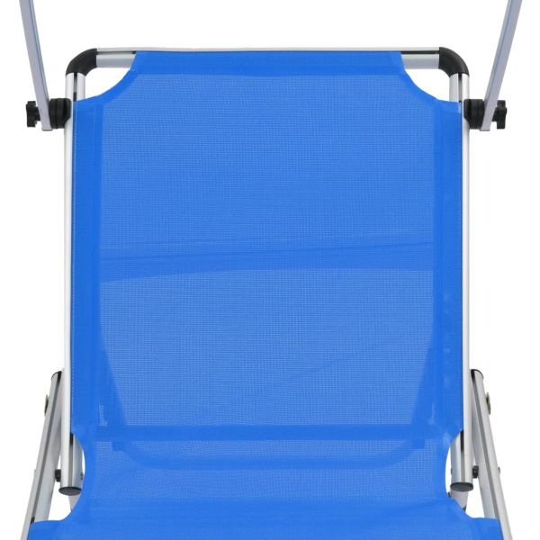 312457 Folding Sun Loungers with Roof 2 pcs Aluminium&Textilene Blue