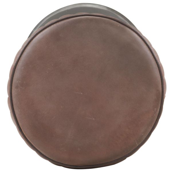 Бар табуретка, състарено кафяво, естествена кожа