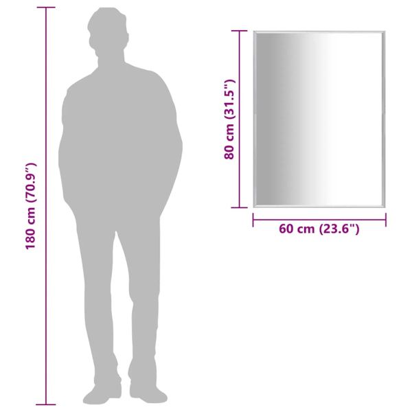 Огледало, сребристо, 80x60 см