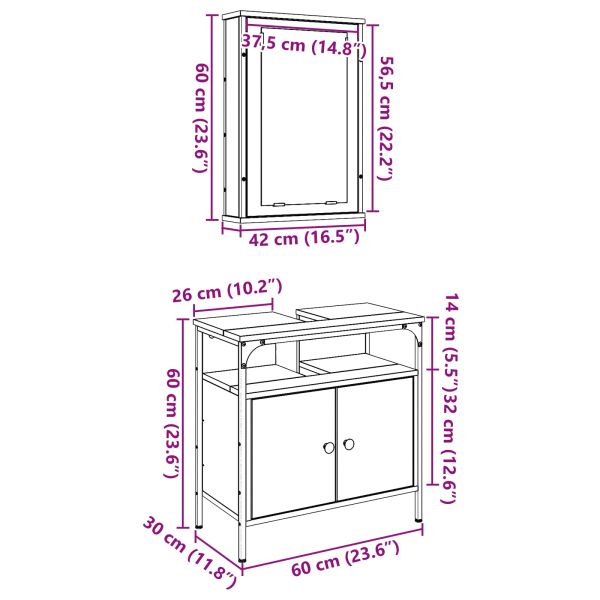 Комплект мебели за баня с рафт 2 pcs Кафяво Инженерно дърво