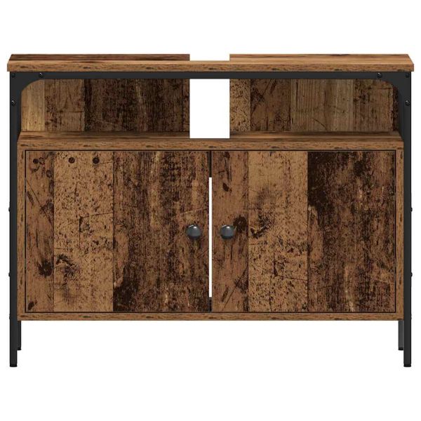 Комплект мебели за баня 4 pcs Старо дърво Инженерно дърво