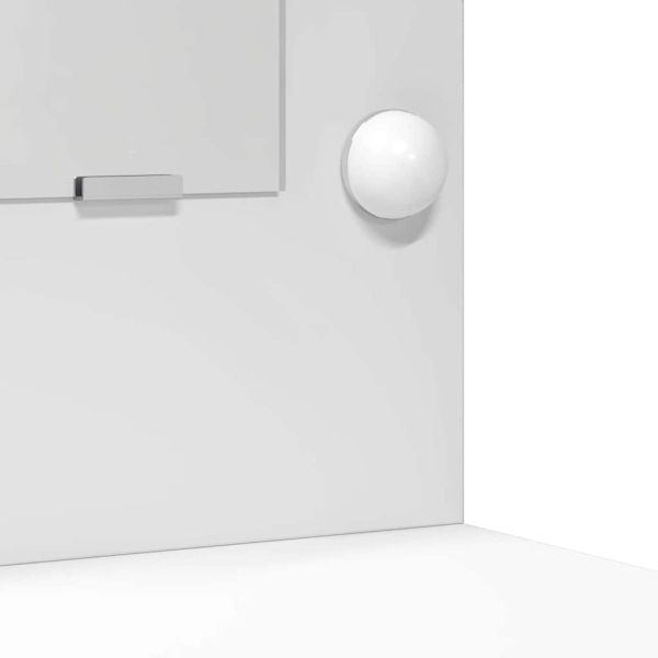 Тоалетка с огледални светлини с рафт 3 pcs Бяло Инженерно дърво