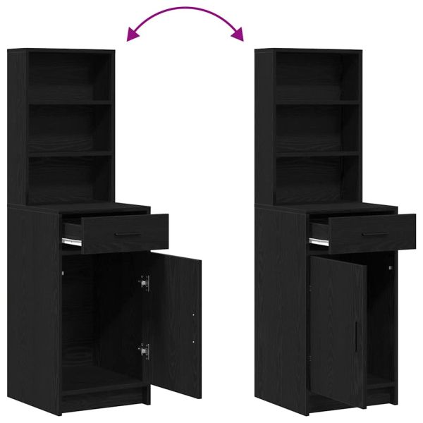 Комплект масичка с LED с рафт 3 pcs Черния дъб Инженерно дърво