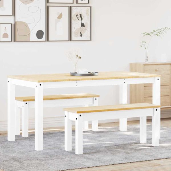 Трапезен комплект от 3 части PANAMA, Бяла бор масив