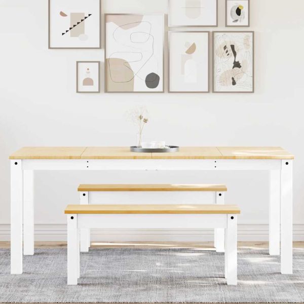 Трапезен комплект от 3 части PANAMA, Бяла бор масив