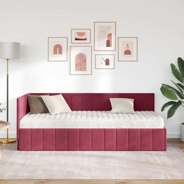 Ъглова рамка за легло с матрак с таблото 2 pcs Зелен Кадифе