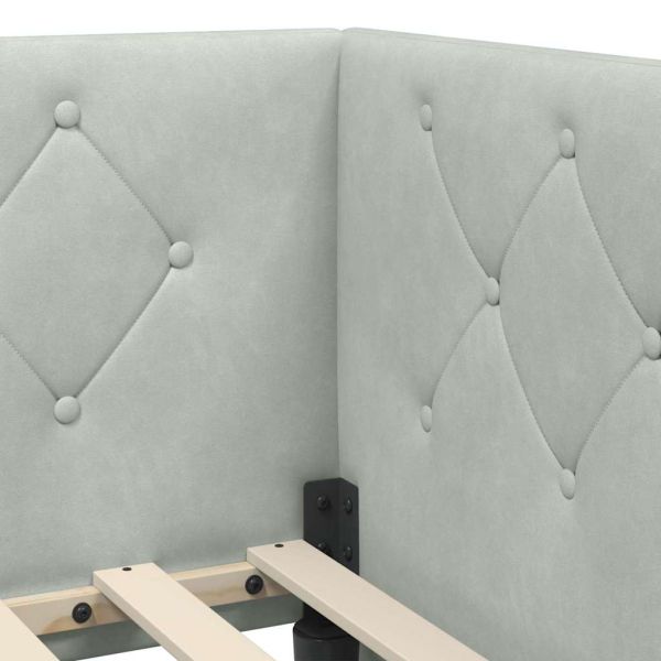 Ъглова рамка за легло Светлосиво 80 x 200 cm Кадифе