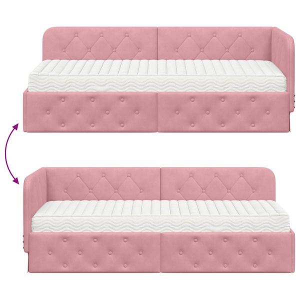 Ъглова рамка за легло Розово 80 x 200 cm Кадифе