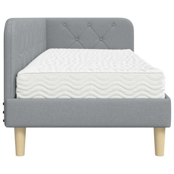 Ъглова рамка за легло Светлосиво 80 x 200 cm текстил