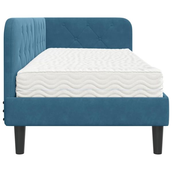 Ъглова рамка за легло Синьо 80 x 200 cm Кадифе