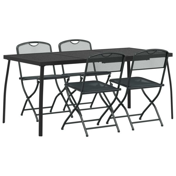 Комплект за външни мебели 5 pcs Антрацит Желязо и стомана