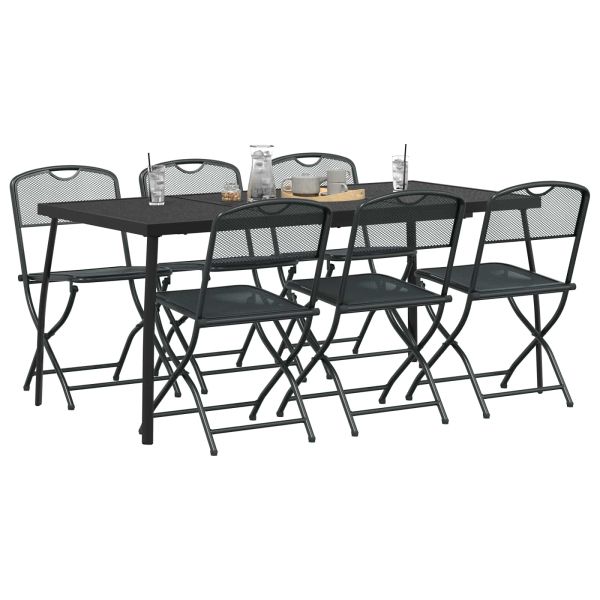 Комплект за външни мебели 7 pcs Антрацит Желязо и стомана