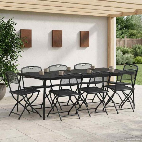 Комплект за външни мебели 9 pcs Антрацит Желязо и стомана