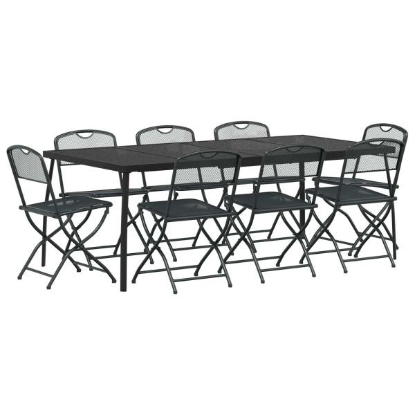 Комплект за външни мебели 9 pcs Антрацит Желязо и стомана