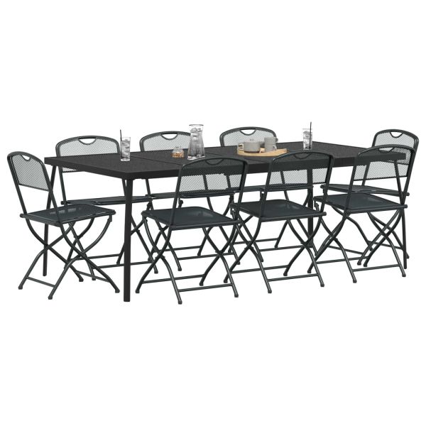 Комплект за външни мебели 9 pcs Антрацит Желязо и стомана