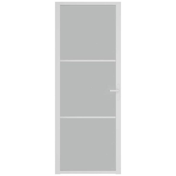 Интериорна врата 76x201,5 см бял мат ESG стъкло и алуминий