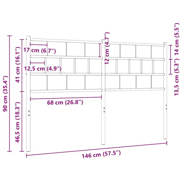 Метална резервна табла за легло, черна, 140 см