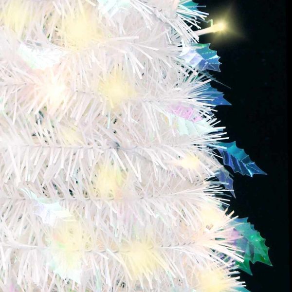 Изскачаща изкуствена коледна елха с 50 LED светлини бяла 120 см