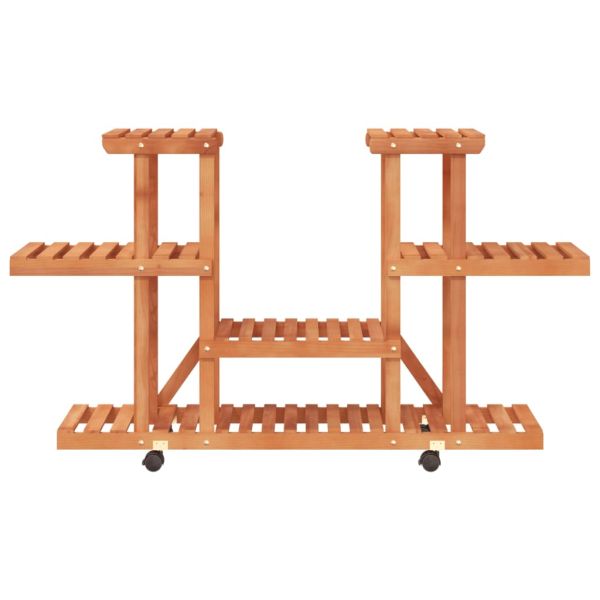 Поставка за цветя с колелца, 110x25x78 см, масивна ела