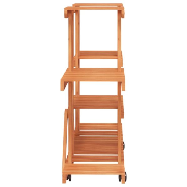 Поставка за цветя с колелца, 110x25x78 см, масивна ела