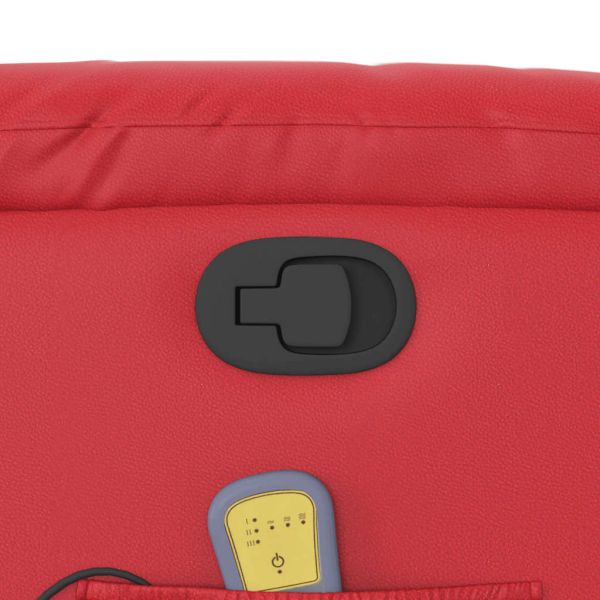 Масажен реклайнер стол, червен, изкуствена кожа