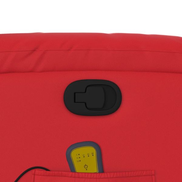 Масажен реклайнер стол, червен, изкуствена кожа