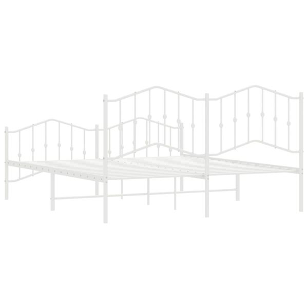 Метална рамка за легло с горна и долна табла, бяла, 160x200 см