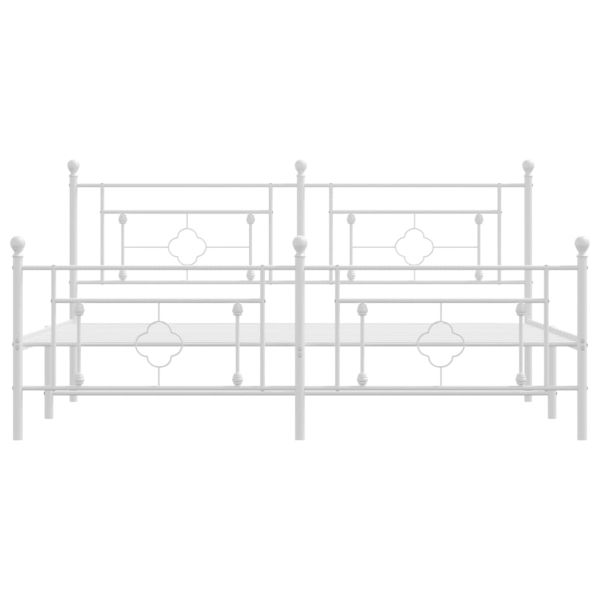 Метална рамка за легло с горна и долна табла, бяла, 180x200 см