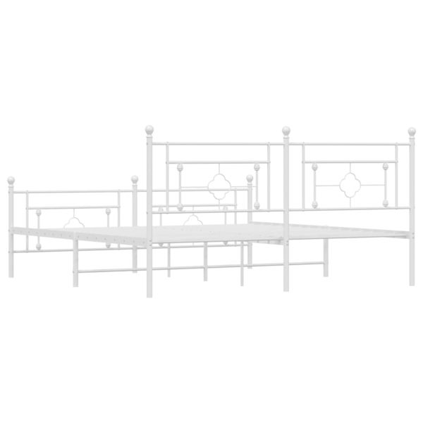 Метална рамка за легло с горна и долна табла, бяла, 180x200 см