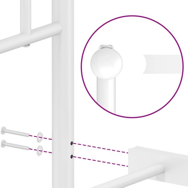 Метална рамка за легло с горна и долна табла, бяла, 180x200 см