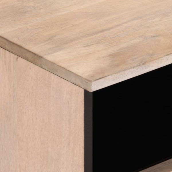 ТВ шкаф, бял, 70x34x46 см, масивно мангово дърво