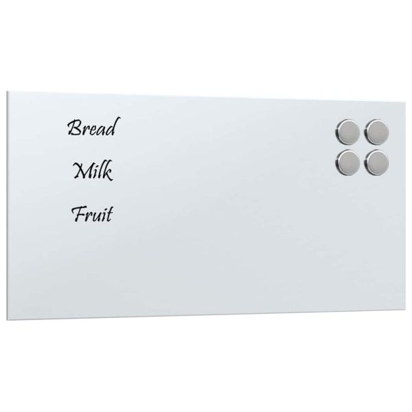 Магнитна дъска за стена, бяла, 40x20 см, закалено стъкло