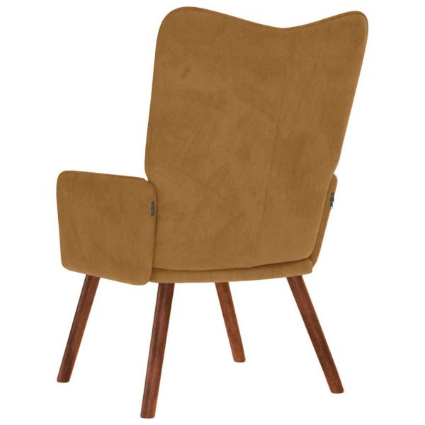 Релакс стол, кафяв, кадифе