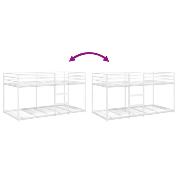 Двуетажно легло без матрак Бяло 100x190 cm Стомана