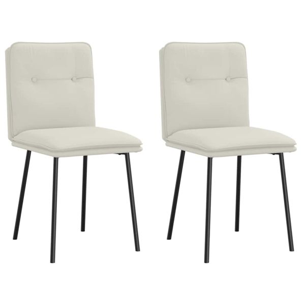 Трапезни столове, 2 бр, кремави, кадифе