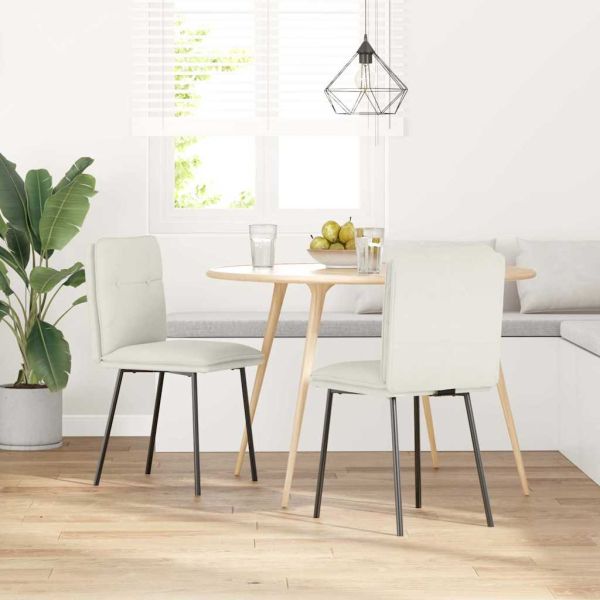 Трапезни столове, 2 бр, кремави, кадифе