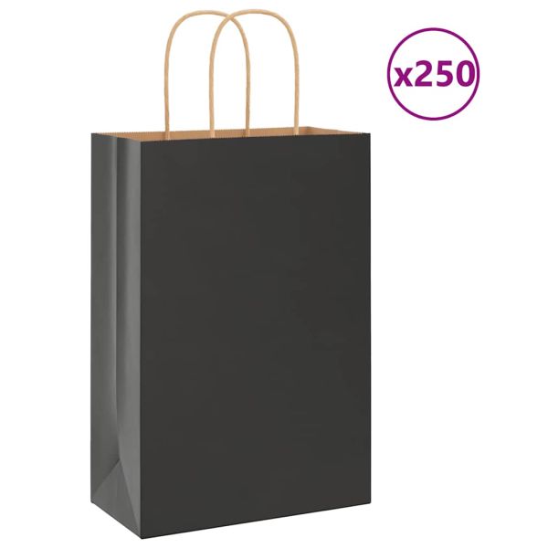 Хартиени торбички 250 бр с дръжки черни 21x11x31 см