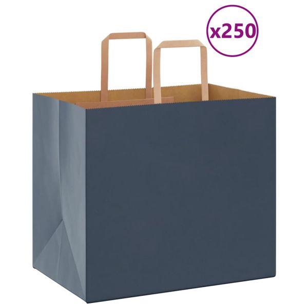Хартиени торбички 250 бр с дръжки сини 32x22x28 см