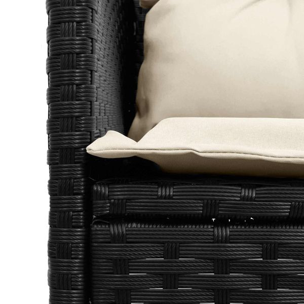 Градински Софа Комплект 2 pcs Черен и кремав полиратан