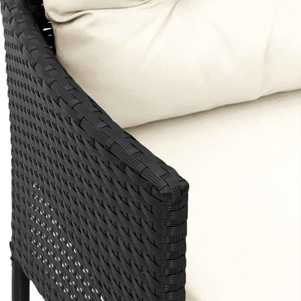 Градински Софа Комплект 2 pcs Черен и кремав полиратан