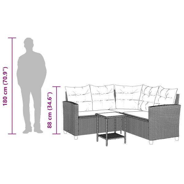 Градински диван с възглавница 2 pcs Черен и Туркоаз Полиратан