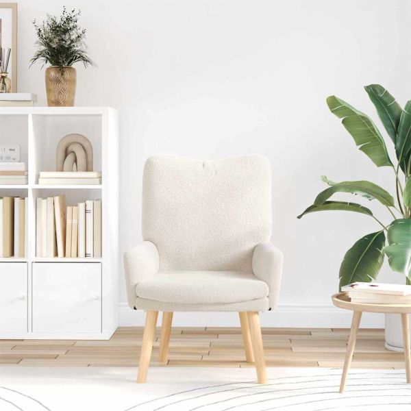 фотьойл Крем 63 x 67 x 94 см Вълнена тъкан и фанера