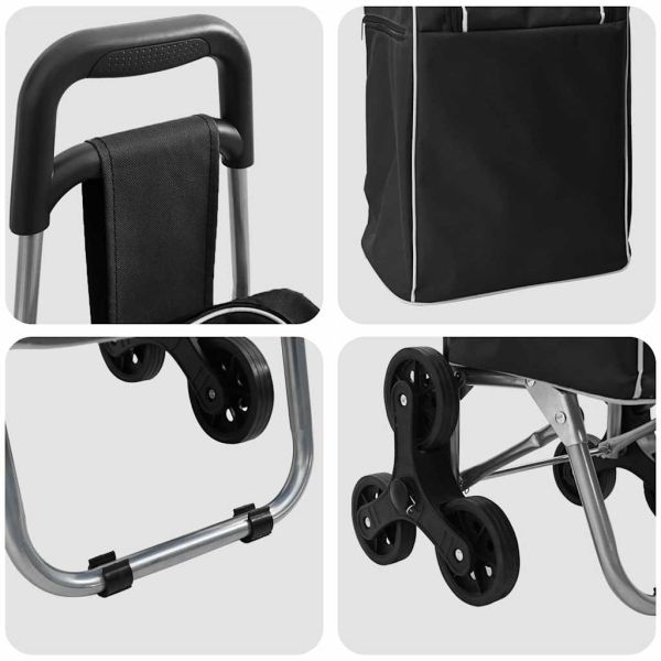 Пазарски тролей Черно 39,5 x 33 x 93 см Оксфордска тъкан