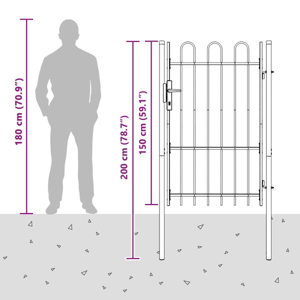 Врата за ограда с заключване Boxtel Сив 103 x 200 cm