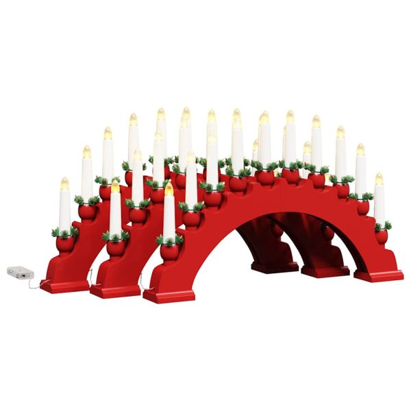 Коледен свещник с 10 LED свещи 3 pcs Червено 47 x 5 x 29 см