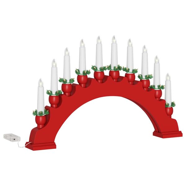 Коледен свещник с 10 LED свещи 3 pcs Червено 47 x 5 x 29 см