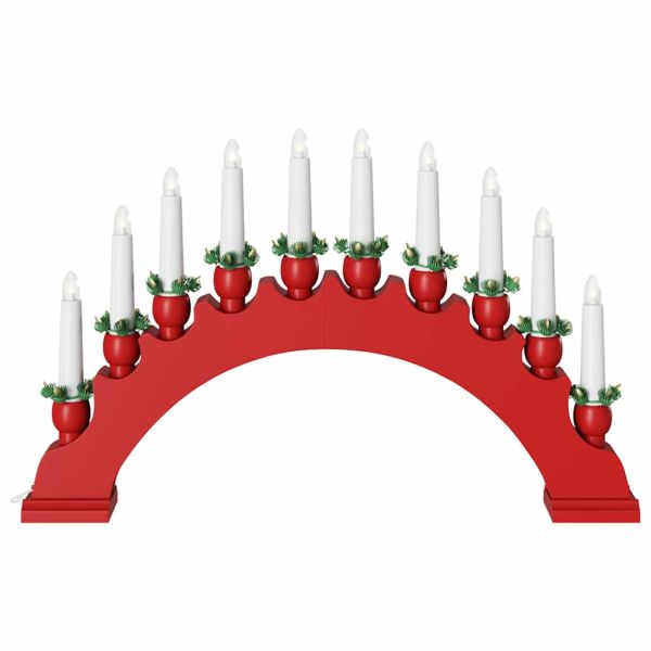 Коледен свещник с 10 LED свещи 3 pcs Червено 47 x 5 x 29 см
