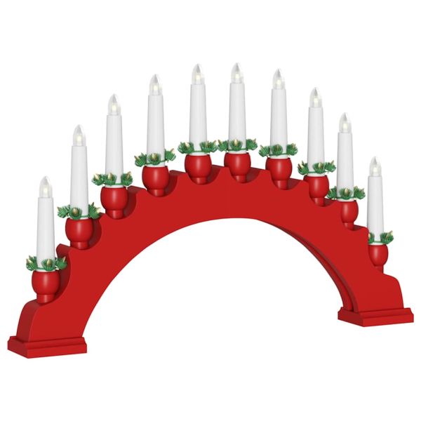 Коледен свещник с 10 LED свещи 3 pcs Червено 47 x 5 x 29 см