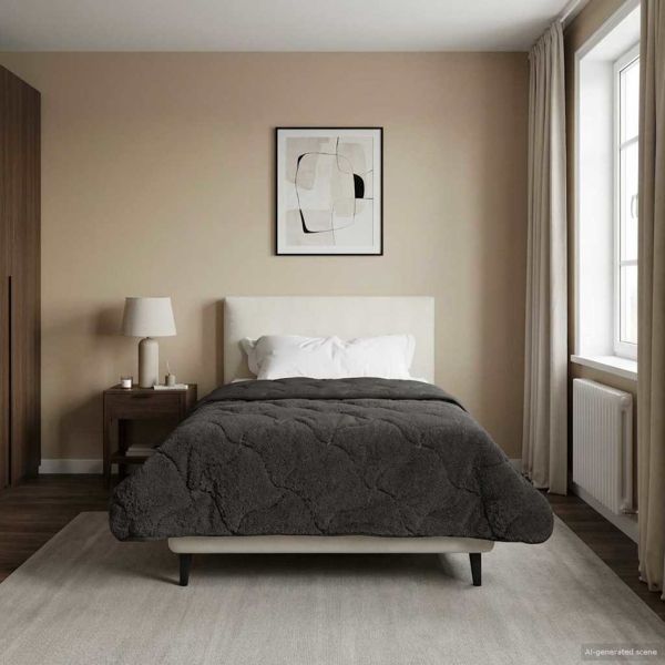 Летен юрган Антрацит 140 x 220 cm Микрофибър и тедди флийс